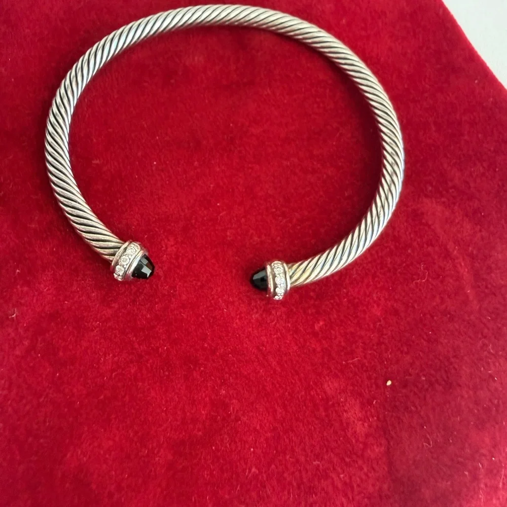 David Yurman Silver Bracelet with Black Accents - Picture 1 of 5
